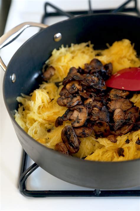 Spaghetti Squash With Mushrooms Parmesan Greens To Grounds