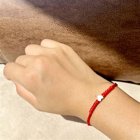 Bracelet Fil Du C Ur En Fil Rouge