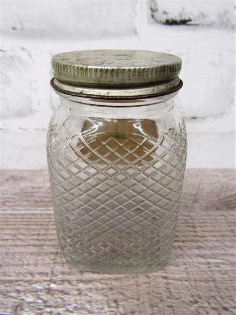 Vintage Individual 4 Owens Illinois Duraglas Hoosier Glass Diamondwaffle Jar Ebay