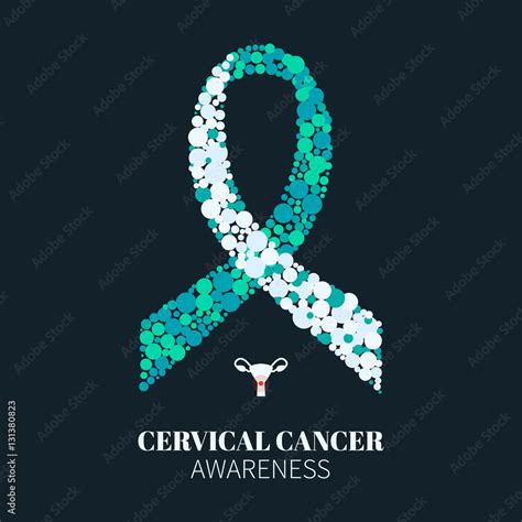 Cervical cancer awareness poster with white and teal ribbon made of ...