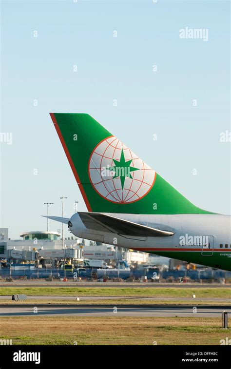 Tail Wing Of Eva Airlines Boeing 747 45e Stock Photo Alamy