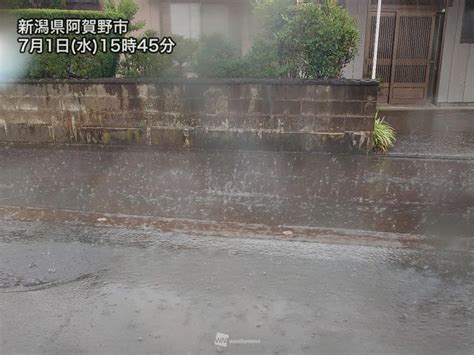 新潟県で局地的に激しい雨 発達した雨雲は今夜にかけて東北へ ウェザーニュース