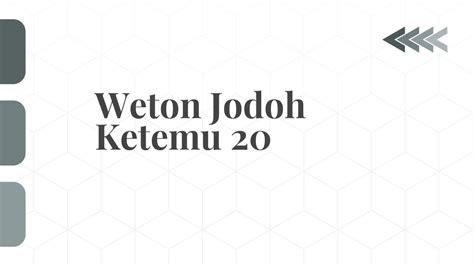 Weton Jodoh Ketemu Arti Dan Cara Menghitungnya