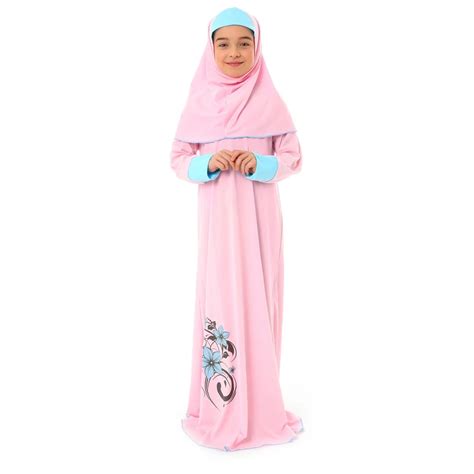 Girls Muslim Prayer Dress Hijab Abaya Ramadan Worship Sets Islamic