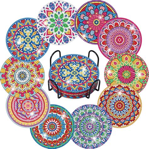 Diamond Painting Art Coasters Kits 10 Pieces Mandala Diamond Painting