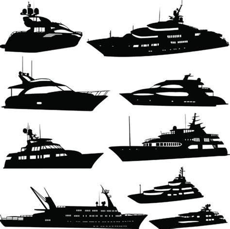 Steamship With Yacht Silhouette Vector Vectors Graphic Art Designs In