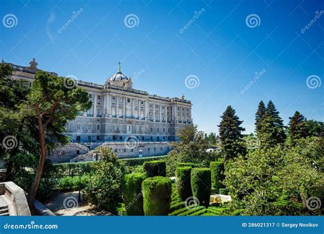 Garden the Royal Palace of Madrid or Palacio Real Stock Image - Image ...