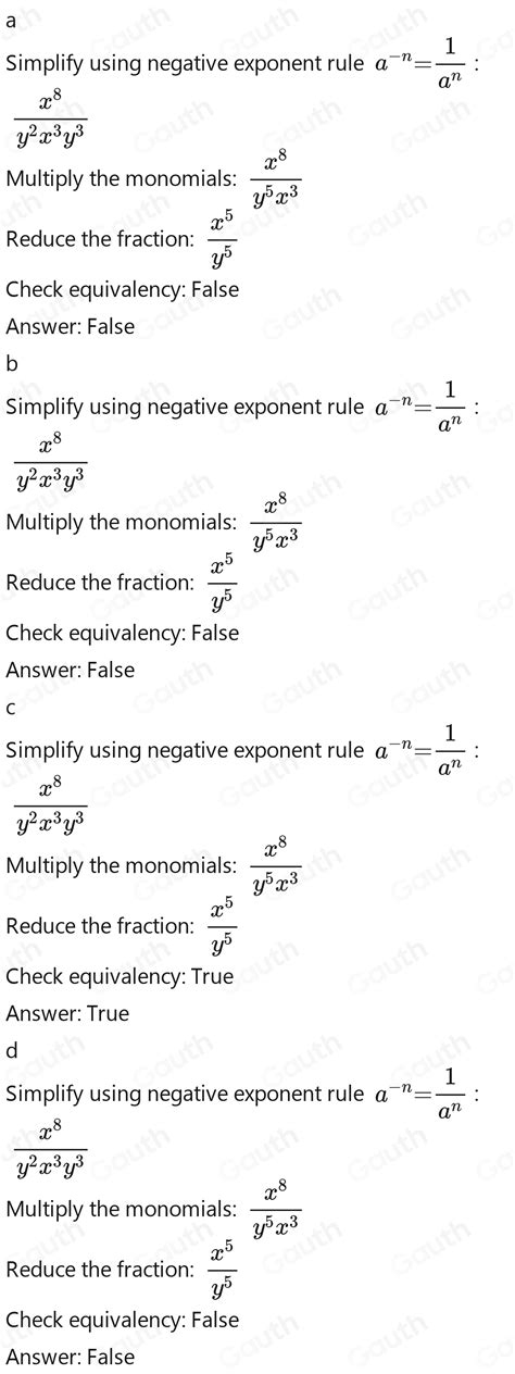 Solved Select The Equivalent Expression X 3 Y 3 X 8 Y 2 Y X 5 X 5 Y Submit Answe [math]