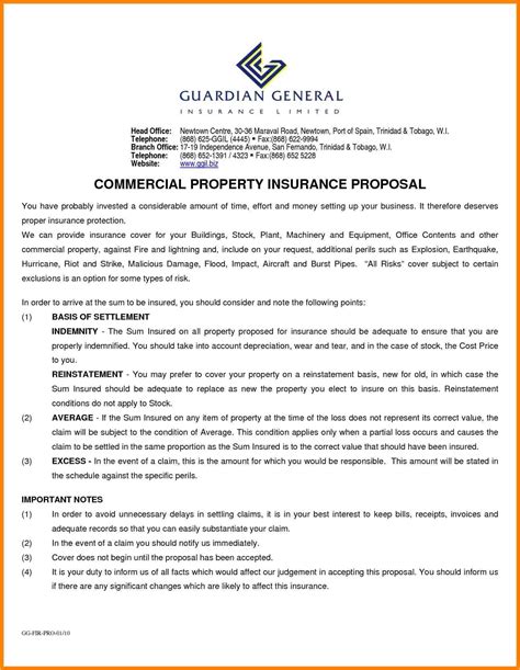 Commercial Insurance Proposal Template Williamson Ga Us