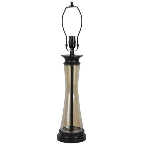 Allen Roth 2075 In Bronze And Amber Glass Plug In 3 Way Glass Lamp