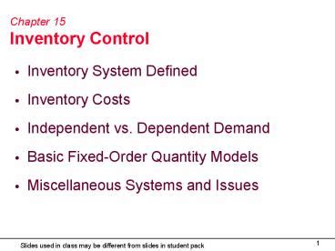 Ppt Chapter Inventory Control Powerpoint Presentation Free To