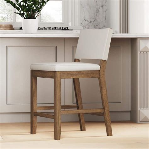 Nathan James Linus Modern Upholstered Counter Height Bar Stool With