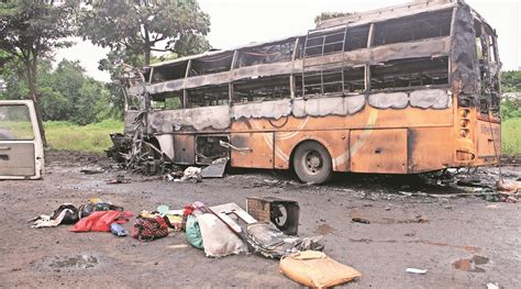 12 Die After Bus Catches Fire In Nashik Most Victims Were On Way Back From Dussehra Festivities