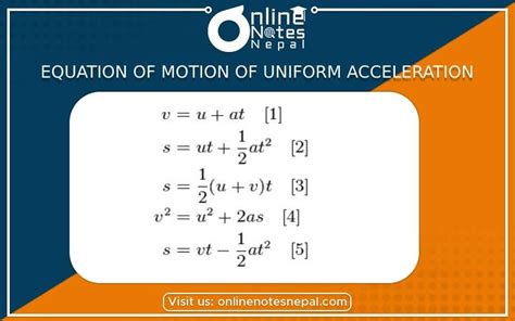 Equation Of Motion Of Uniform Acceleration In Grade 9 Science Online