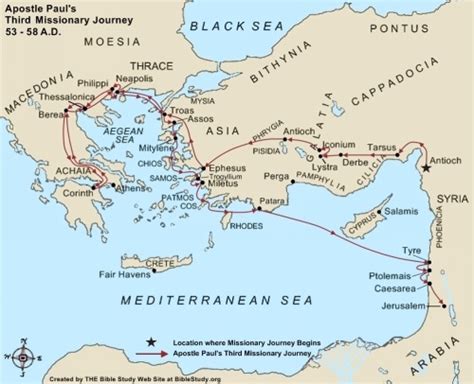 Map Of Third Missionary Journey Of Paul Paul S Missionary Journeys