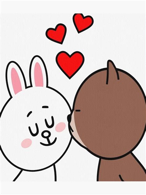 Brown Bear Cony Bunny Rabbit The Kiss Poster Poster For Sale By