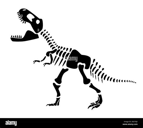 Tyrannosaurus Rex Skeleton Silhouette Dinosaurs Side View Vector