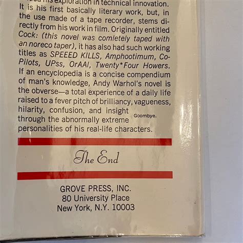 A A Novel Andy Warhol First Edition Grove Press New York 1968 For Sale At 1stdibs