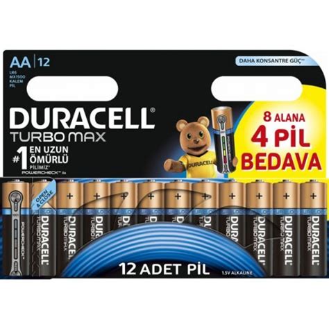 Duracell Turbo Max AA Kalem Pil 8 4 Adet 12 li Paket Fiyatı