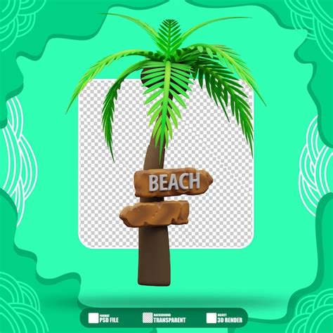 Premium Psd D Illustration Of Coconut Trees And Beach Directions