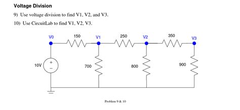 Solved Voltage Division 9) Use voltage division to find V1, | Chegg.com