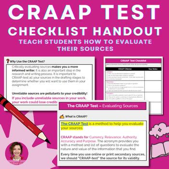 The CRAAP Test For Evaluating Sources Lesson And CRAAP Checklist