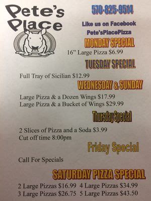 Petes Place Pizza Pizza Blackman St Wilkes Barre Pa