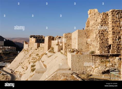 Jordan Karak Governorate Al Karak Citadel Of Kerak Crusader Stock