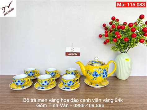 Bộ bình trà men xanh ngọc lục bảo mã 115067 chạm trổ hoa sen khắc nổi