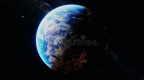 Planet Earth From Outer Space Spinning In The Cosmos Stock Video