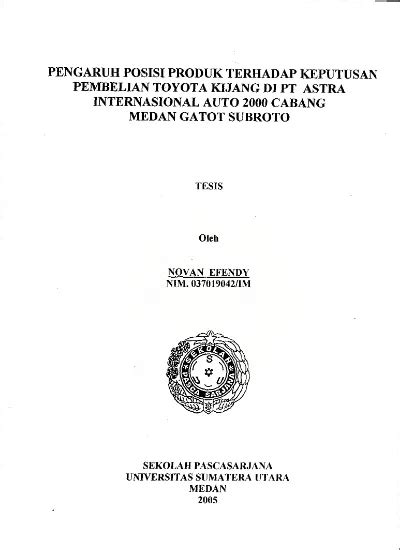 Pengaruh Posisi Produk Terhadap Keputusan Pembelian Toyota Kijang Di PT