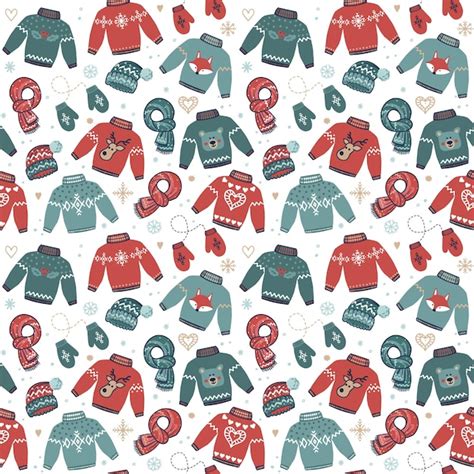 Premium Vector Christmas Seamless Background With Ugly Sweaters