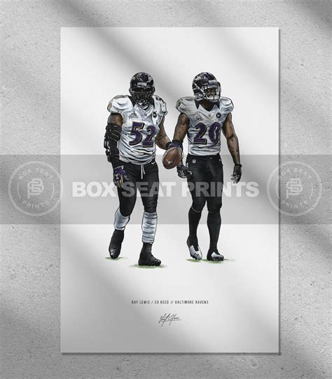 Ray Lewis Ed Reed Baltimore Ravens Art Illustrated Poster Ray Lewis Ed