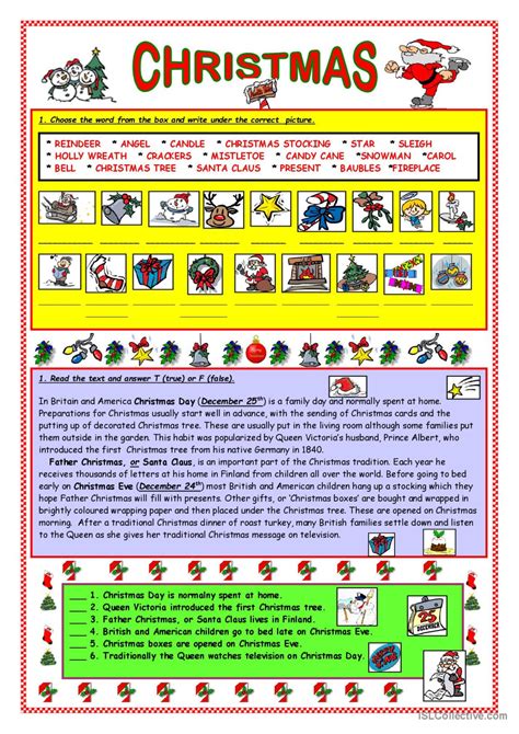 Christmas Matching And Reading English Esl Worksheets Pdf And Doc