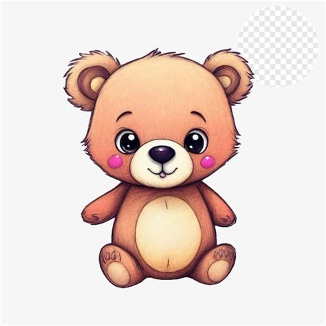 Premium Psd A Teddy Bear With Pink Ears And A Pink Bow On Its Chest