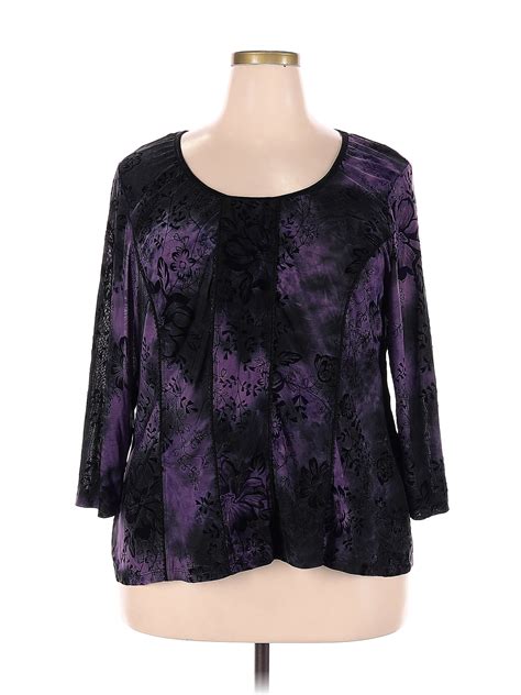 Dressbarn Floral Purple Long Sleeve Blouse Size 3x Plus 52 Off