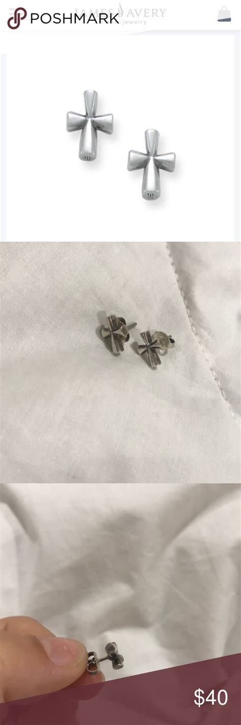 James Avery St Teresa Cross Ear Posts Cross Earrings Studs Sterling