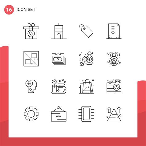 Pictogram Set of 16 Simple Outlines of design development tag design archive file Editable ...