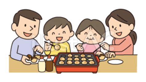 たこ焼きパーティーする家族イラスト No 2027721｜無料イラスト・フリー素材なら「イラストac」