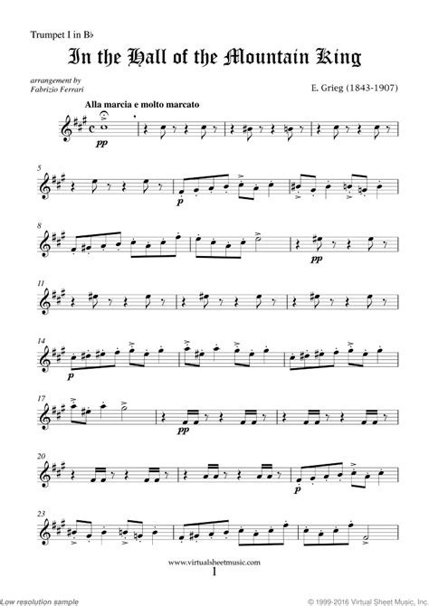 Free In The Hall Of The Mountain King Parts Sheet Music For Brass Quartet