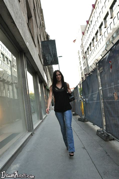 Dawn Avril Walking In The Streets Shows Her Pretty Nice Tits And Butt In Black Panties