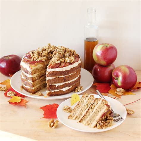 Layered Apple Cake With Caramelized Apple Buttercream And Maple Walnut