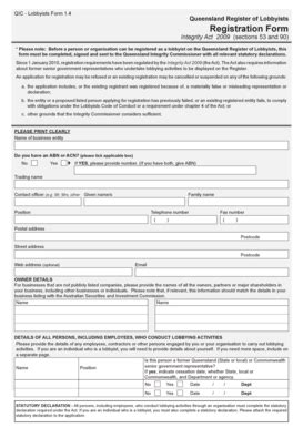 Fillable Online Integrity Qld Gov Registration Form Integrity