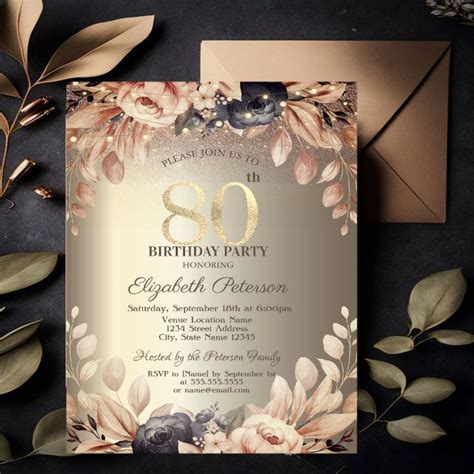 Elegant Floralstring Lights 80th Birthday Invitation Zazzle In 2024