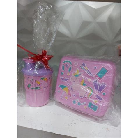 Kit Lancheira Garrafa Ml Unicornio Tupperware Shopee Brasil