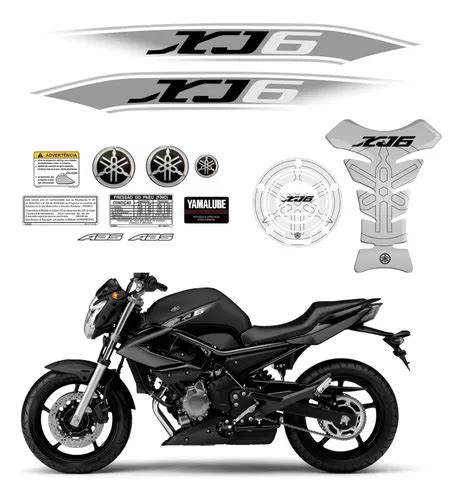 Kit Adesivos Tankpad Bocal Para Yamaha Xj6 2011 2012 13520 Cor Prata