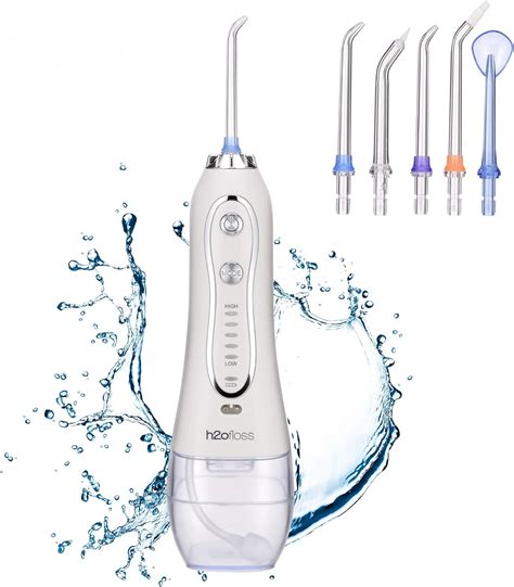 H2ofloss Water Flosser Portable Dental Oral Irrigator With 5 Modes 6 Replaceable Jet Tips