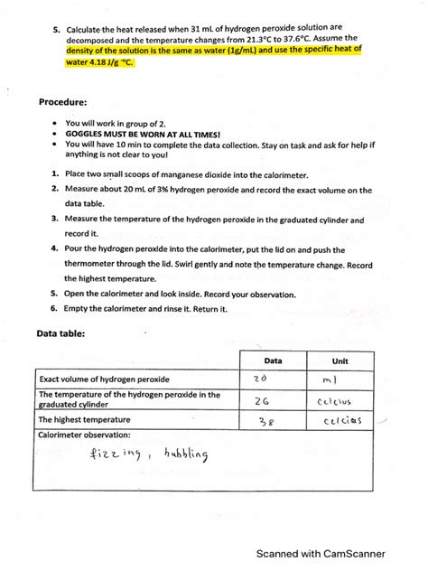 Myp Calorimetry Lab Report Pdf