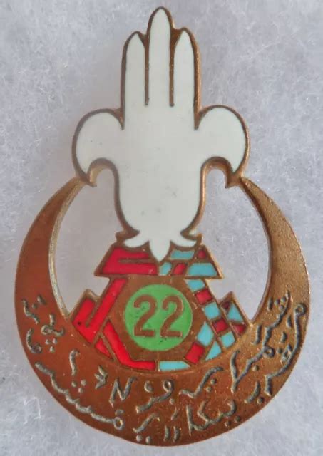 INSIGNE 22 RTA Régiment de Tirailleurs Algériens Drago Paris ORIGINAL