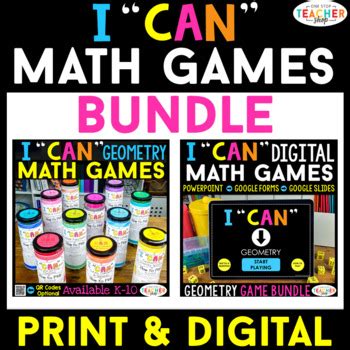 Geometry I CAN Math Games | DIGITAL & PRINT Bundle by One Stop Teacher Shop